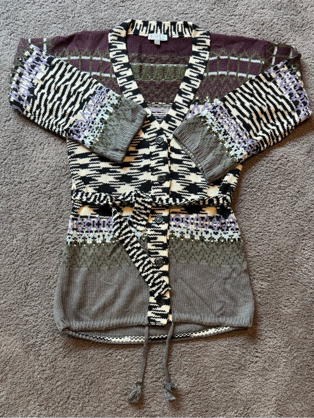 Vintage Missoni Multicolor Patterned Cardigan. Made in Italy - Size 8